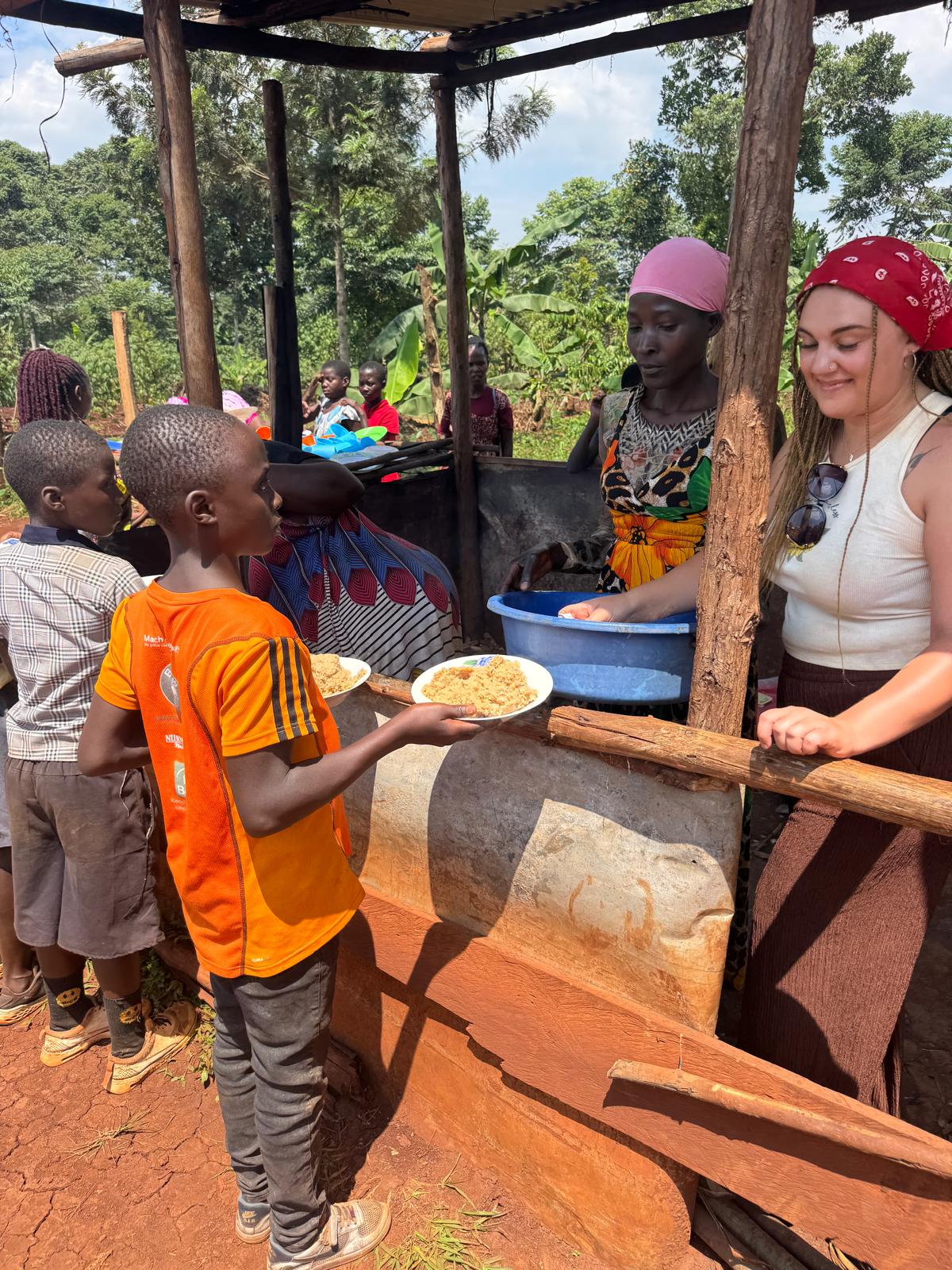 Volunteers working with children
